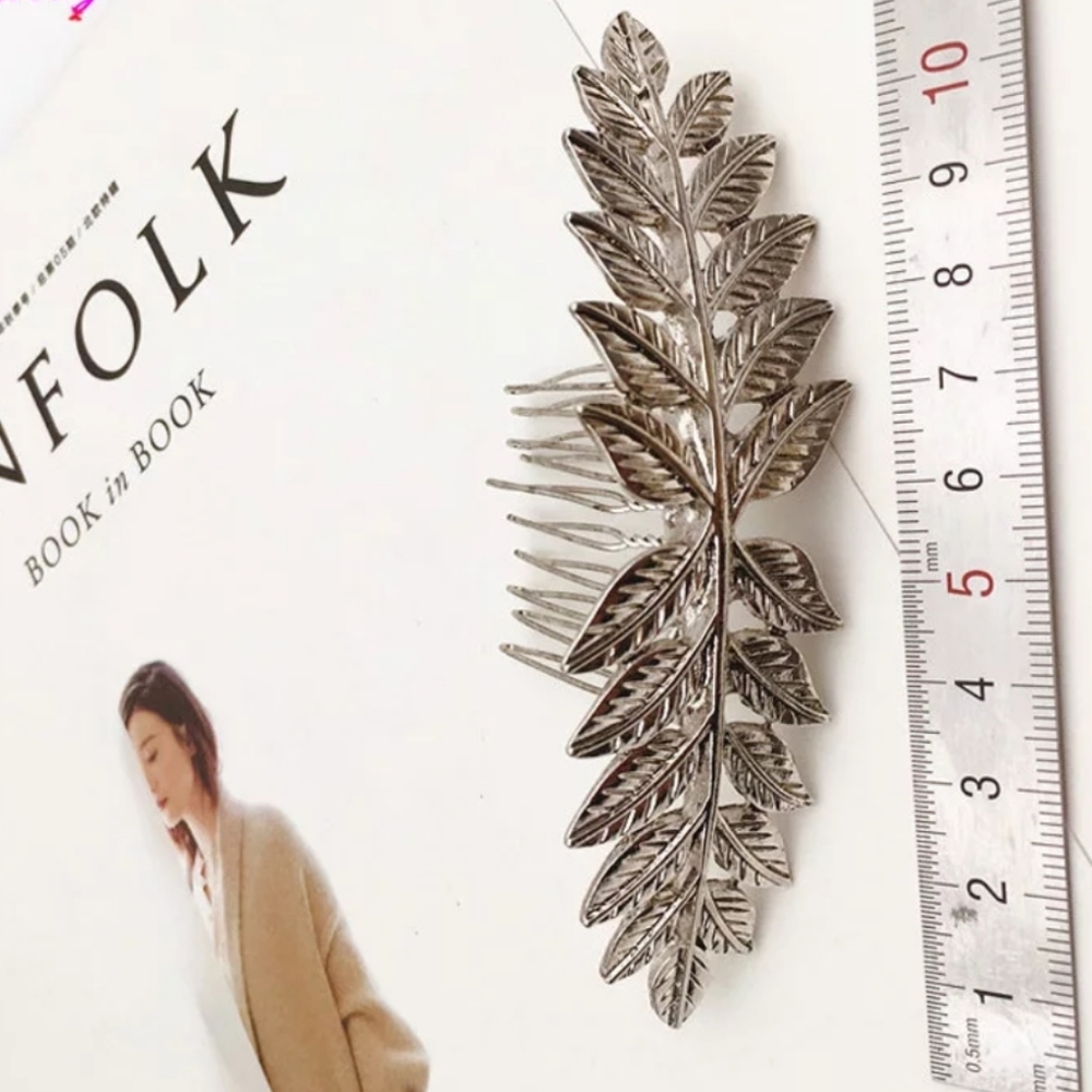 * Sophia* Silver Leaf Hair Clip - Picture 3 of 6